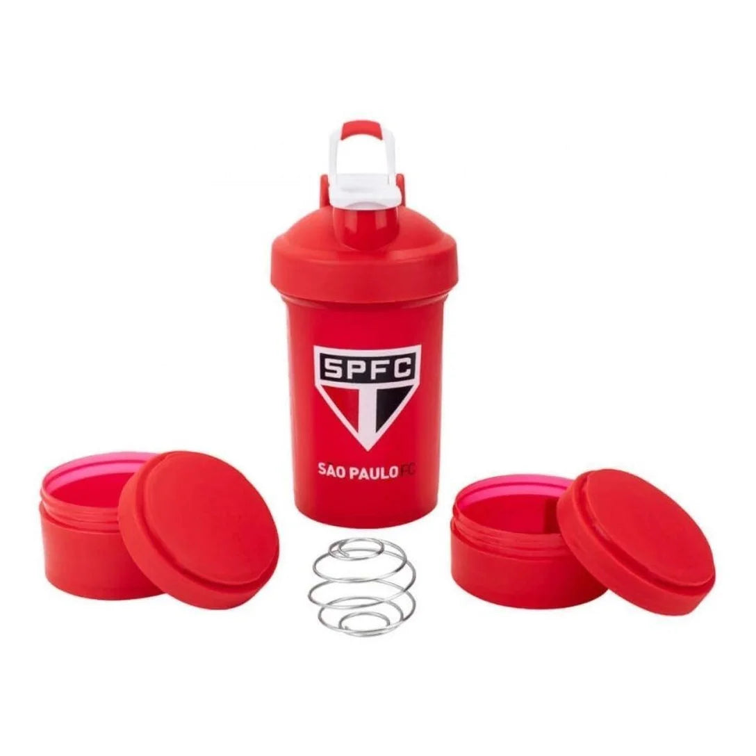 Garrafa Shakeira Mola 2 Compartimentos 500ml São Paulo - Vermelho