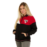Jaqueta Moletom São Paulo Tricolor Feminina Preta