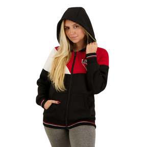 Jaqueta Moletom São Paulo Tricolor Feminina Preta
