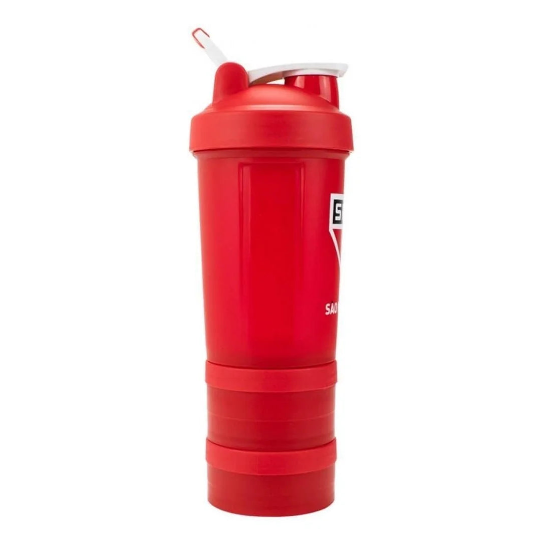 Garrafa Shakeira Mola 2 Compartimentos 500ml São Paulo - Vermelho