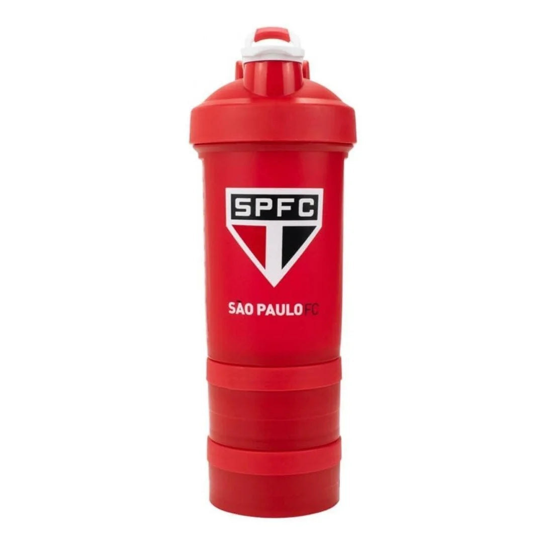 Garrafa Shakeira Mola 2 Compartimentos 500ml São Paulo - Vermelho
